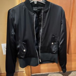 Black satin bomber jacket